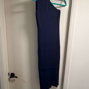 Elegant Navy Blue One-Shoulder Dress